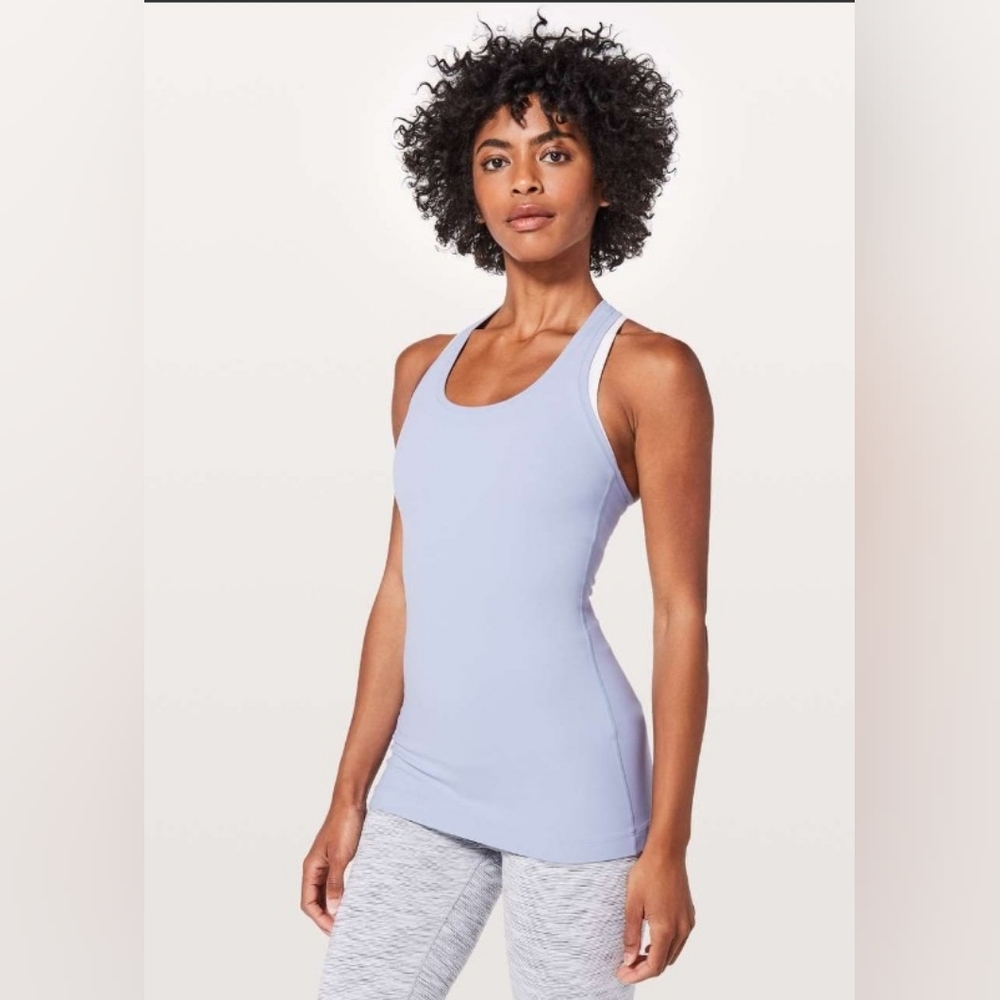 Lululemon Nulu Racerback Tank Top In Light Blue Size 4